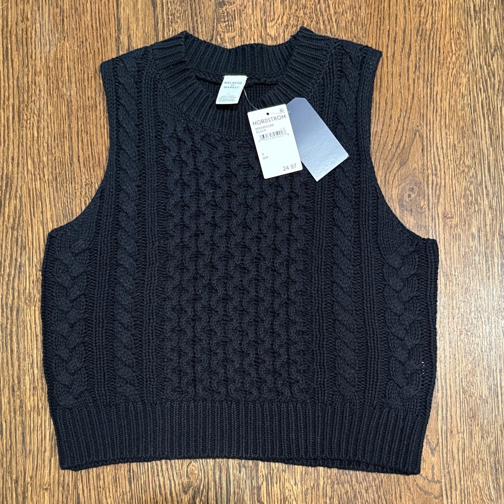 Melrose and Market Black Cable Knit Sweater Vest